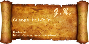 Gyenge Milán névjegykártya